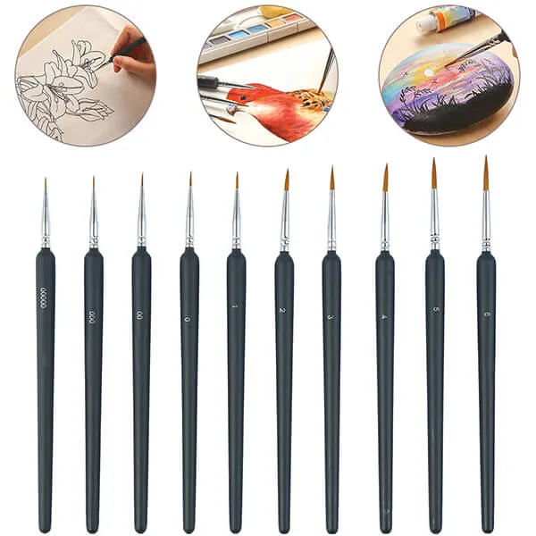 10 Pieces Miniature Paint Brush Set