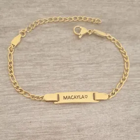 Caitlin-Lee Personalized ID Bracelet Gold Stainless Steel, Adjustable Size (READY IN 3 DAYS)