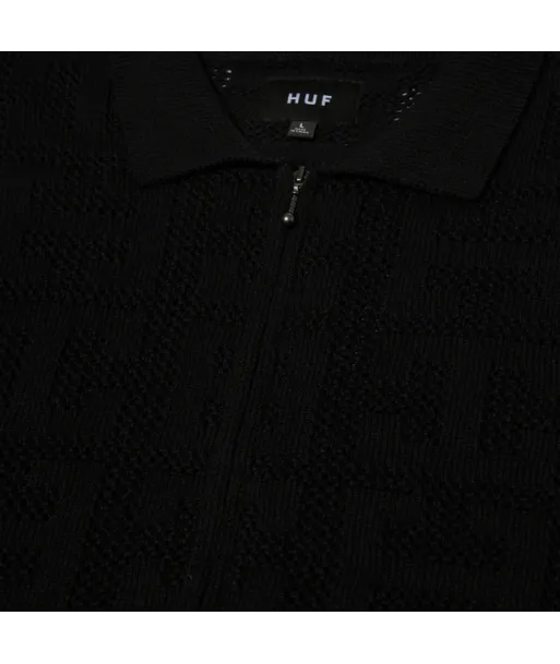 Camisa HUF Monogram Jacquard Zip Negra