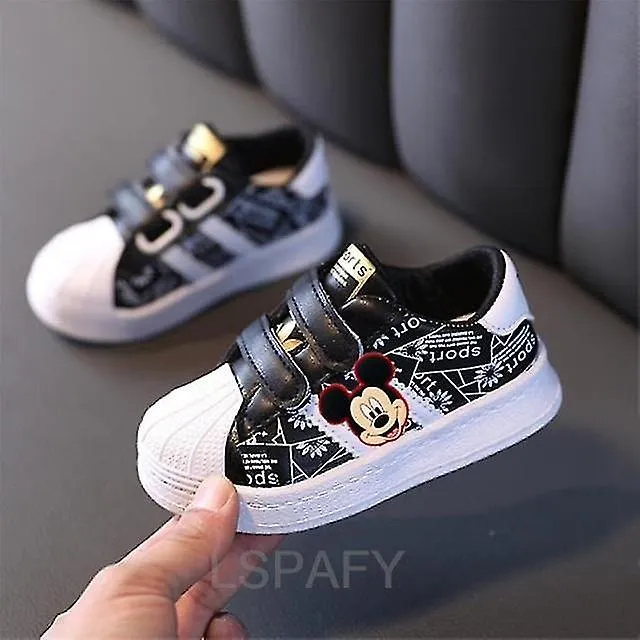 Children's White Sneakers Mickey Mouse Toddlers Girls Boys Breathable Lace-up Casual Sport Shoes Kids Tennis 2-6y Toddler Sh