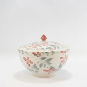 Covered Casserole Dish with Red Flowers