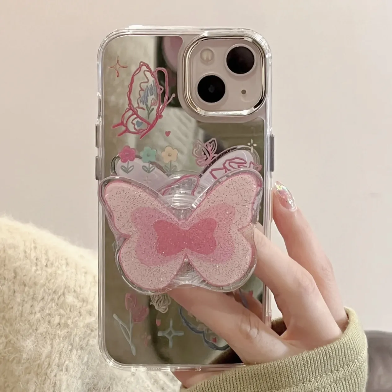 Cute Butterfly Mirror Phone Case - Kimi-MK18893