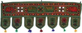 Decorative Entrance Toran Door Hanging Ethnic India Hanging (Green, 34 x 13 inches)