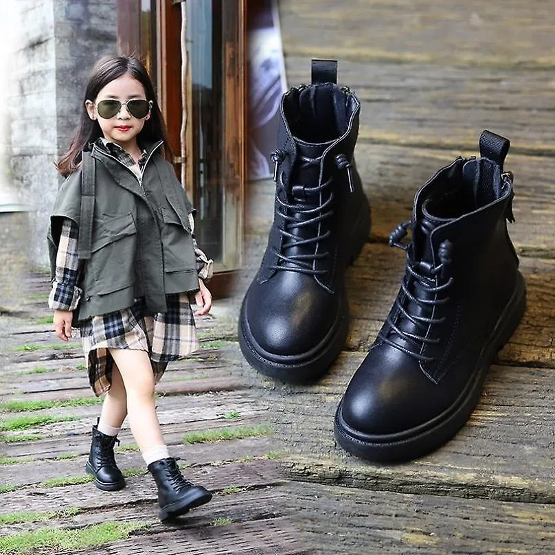 Fall Winter Modern Boots Streetwear Boy Sneaker Non-slip Fashion Girl Buskin Motorcycle Boots Casual Pu Black Leather Shoes