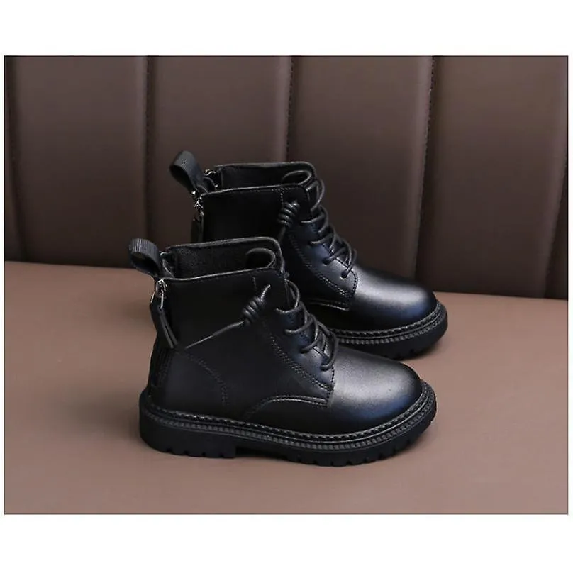 Fall Winter Modern Boots Streetwear Boy Sneaker Non-slip Fashion Girl Buskin Motorcycle Boots Casual Pu Black Leather Shoes