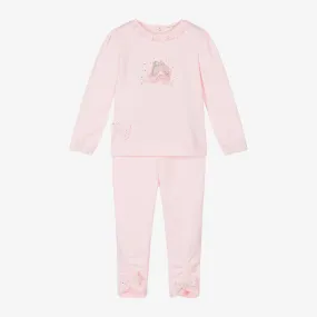 Girls Pink Ballet Shoes Cotton Tracksuit