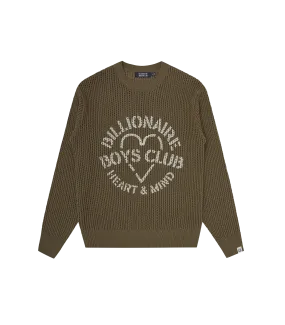 HEART & MIND STENCIL LOGO JUMPER - KHAKI