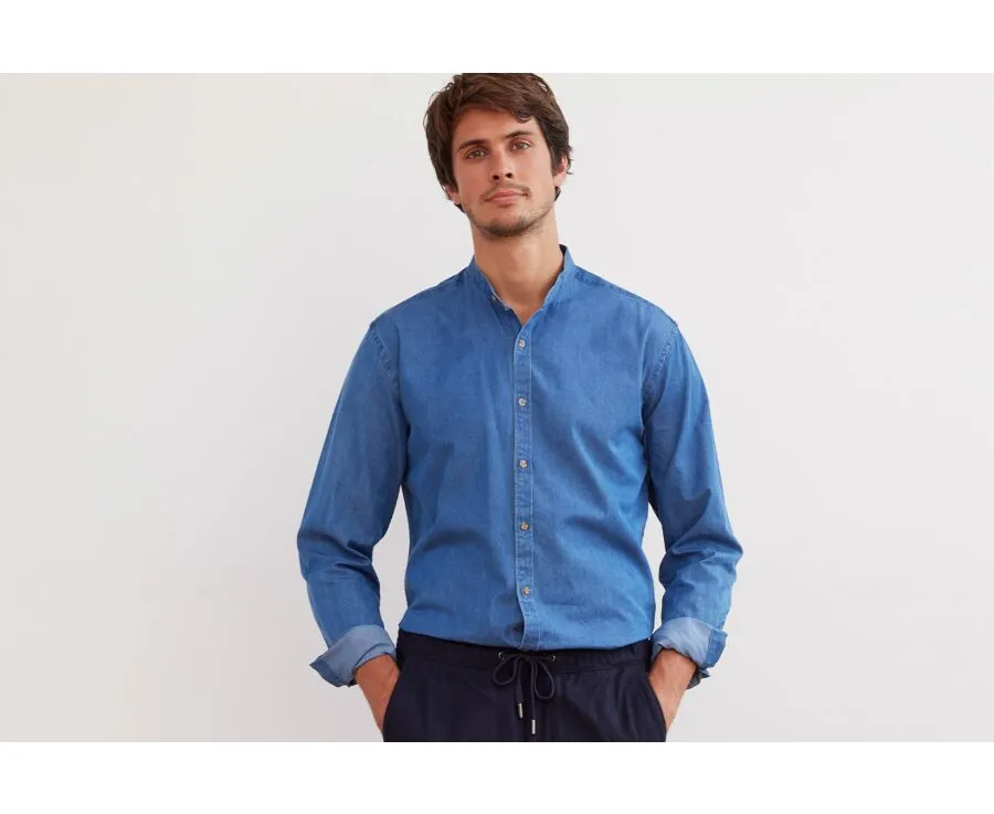 Indigo Denim shirt - Collarless - JOSEPH