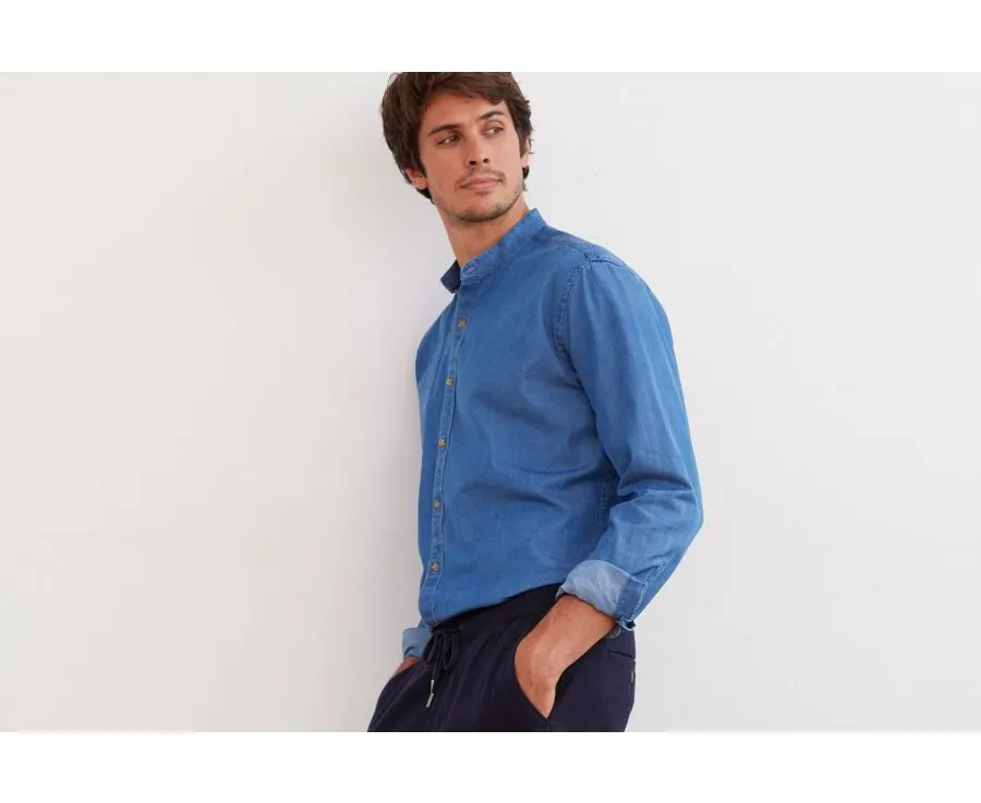 Indigo Denim shirt - Collarless - JOSEPH