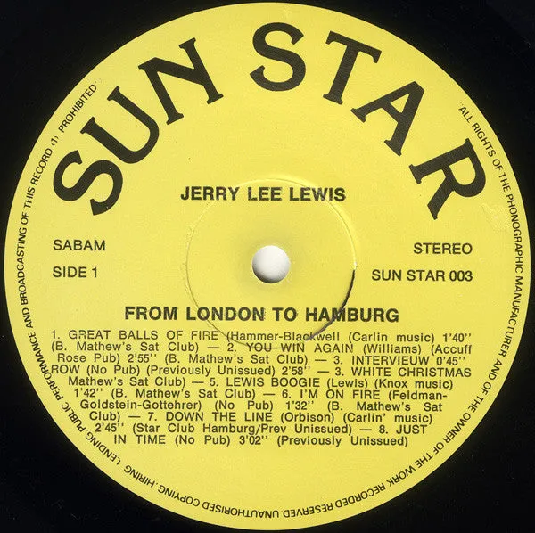 Jerry Lee Lewis ~ From London To Hamburg