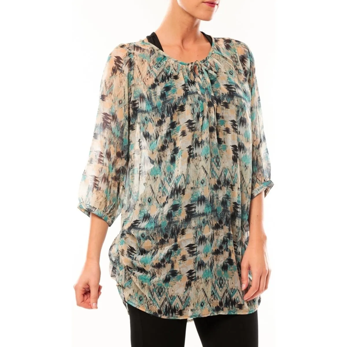 Katty Lee 3/4 Tunic 10105918 Bleu/Vert