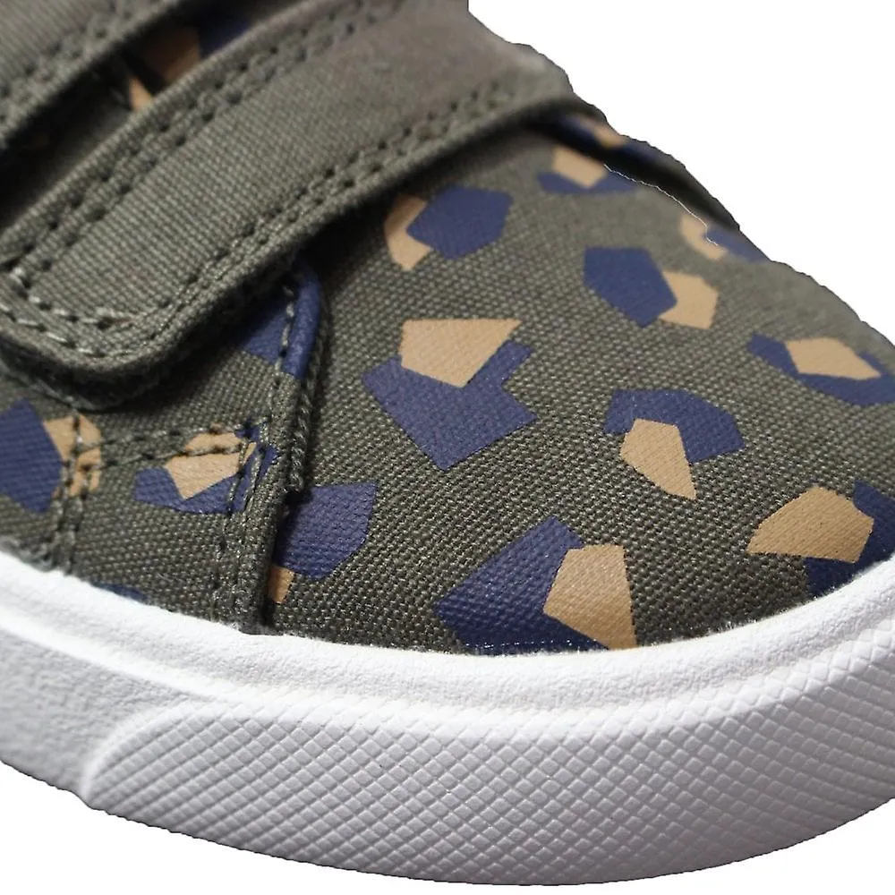 Kids Clarks City Vibe Kids | Olive Camo | Childrens Rip Tape Casual Shoes