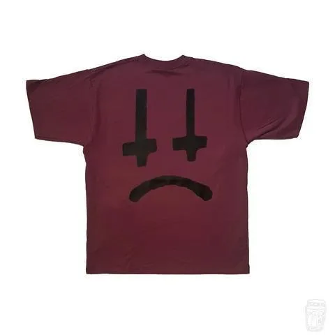 'Lee Scott Cross Face x Dead Canary' T-Shirt (Burgundy)