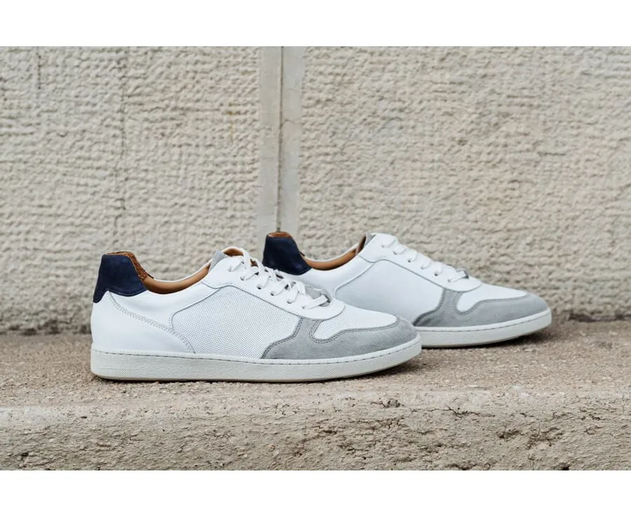 Light Grey Suede and White Leather Trainers - BORONIA