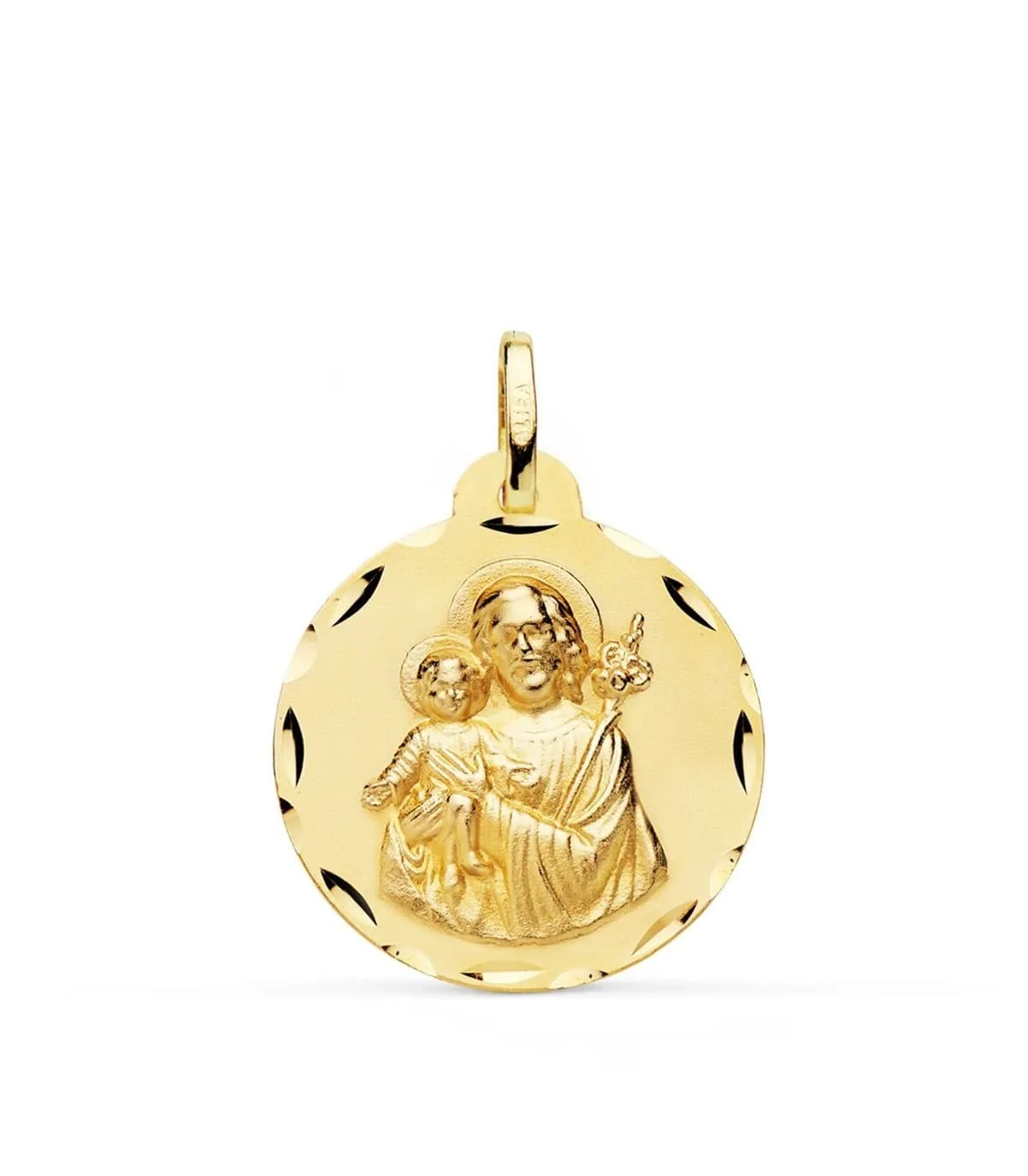 Médaille Saint Joseph  18 Carats 22mm Sculptée