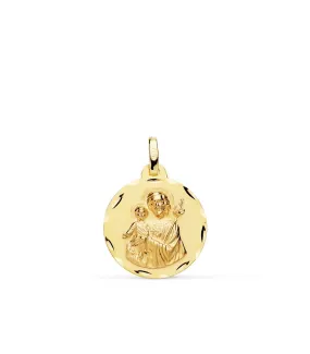 Médaille Saint Joseph 18K 18mm Sculptée