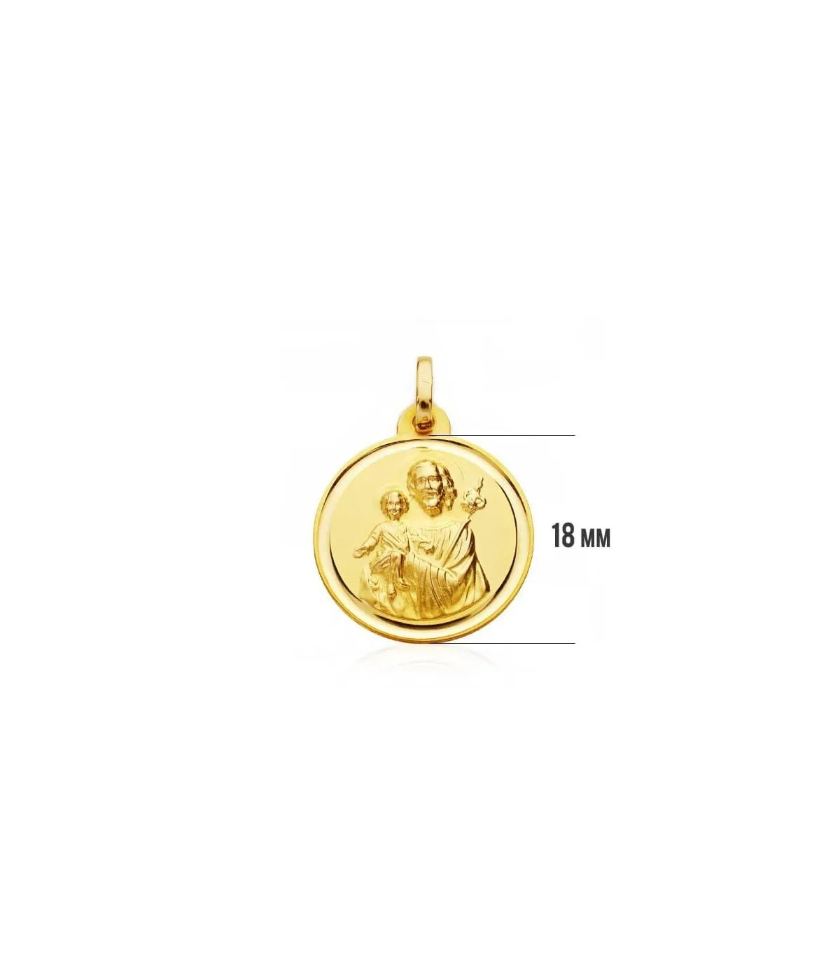 Médaille Saint Joseph Or 18K 18mm Biseau