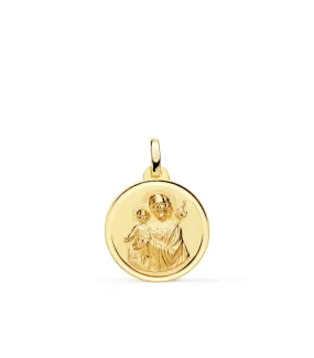 Médaille Saint Joseph Or 18K 18mm Biseau