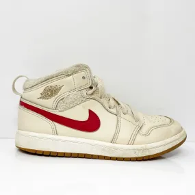 Nike Boys Air Jordan 1 Mid Utility DO2208-264 Beige Basketball Shoes Sneakers 1Y