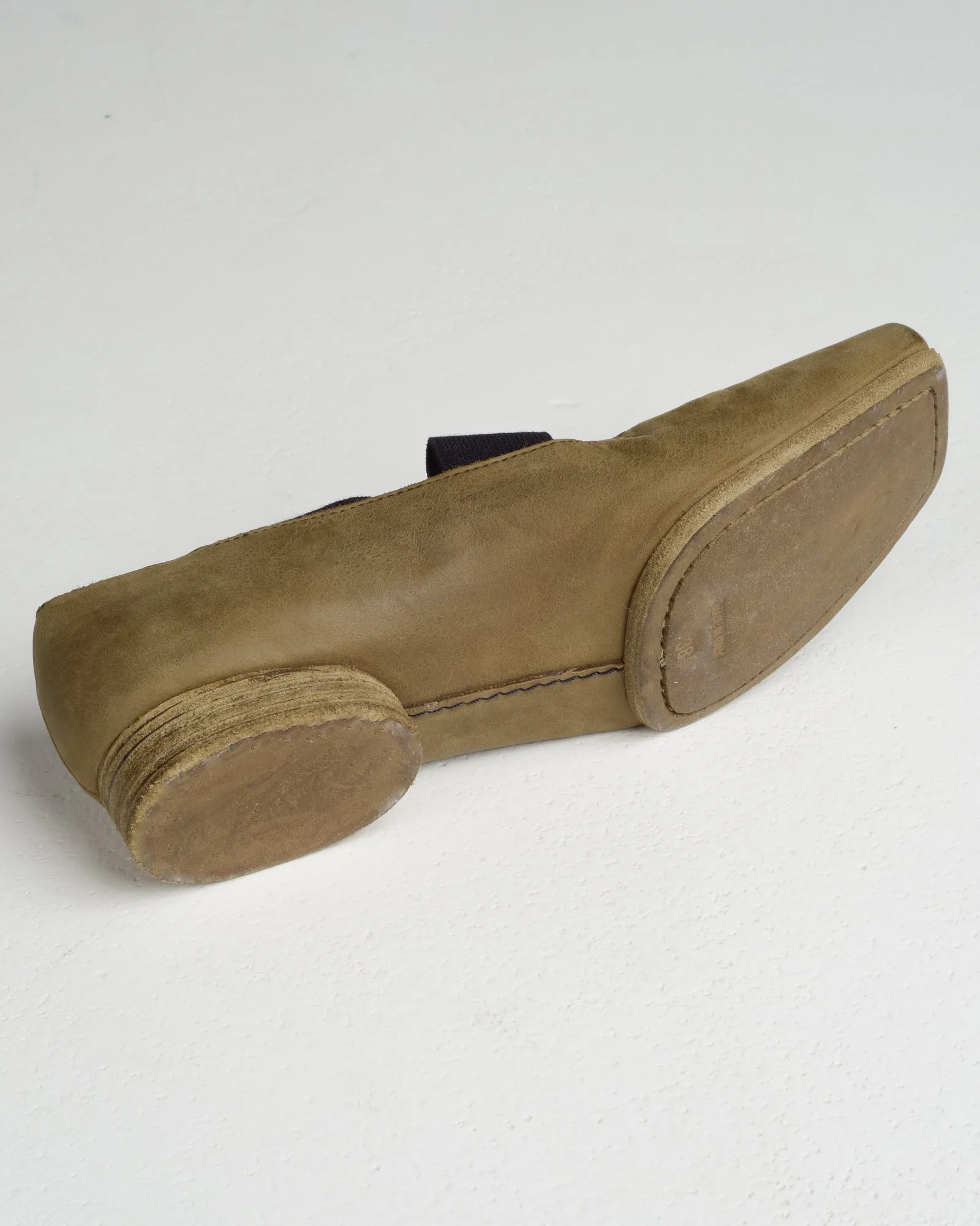 Olive Leather Ballet Shoes