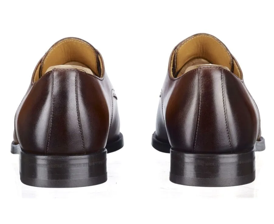 Patina Chestnut Leather Derby Shoes - PENFORD