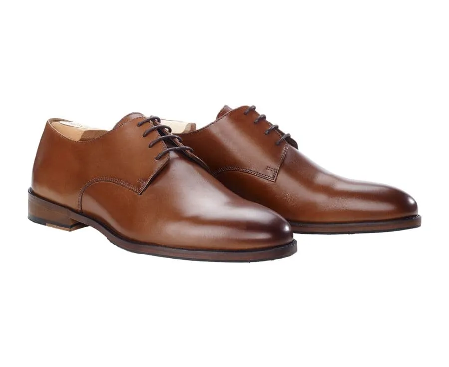 Patina Cognac Derby Shoes - DOVER II