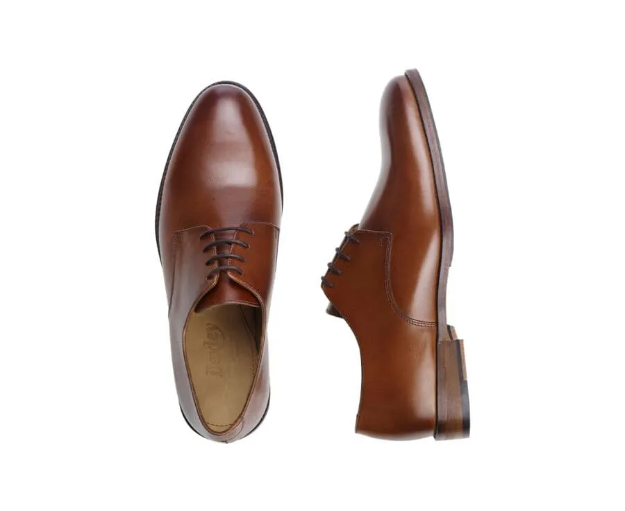 Patina Cognac Derby Shoes - DOVER II