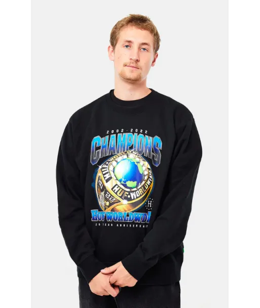 Poleron HUF Crewneck Champions Negro