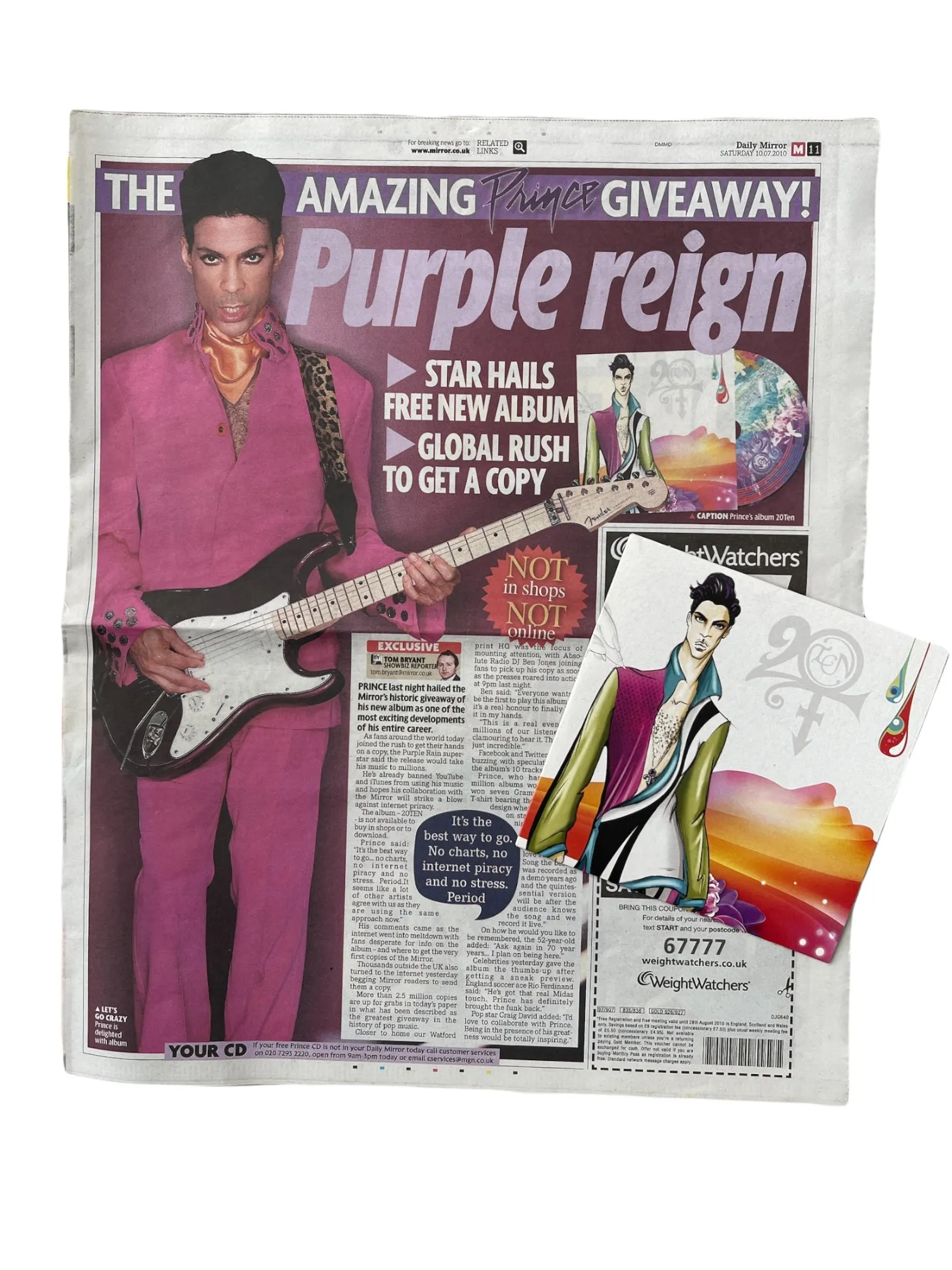 Prince – Daily Mirror Newspaper Saturday July 10th 2010 With 20TEN CD