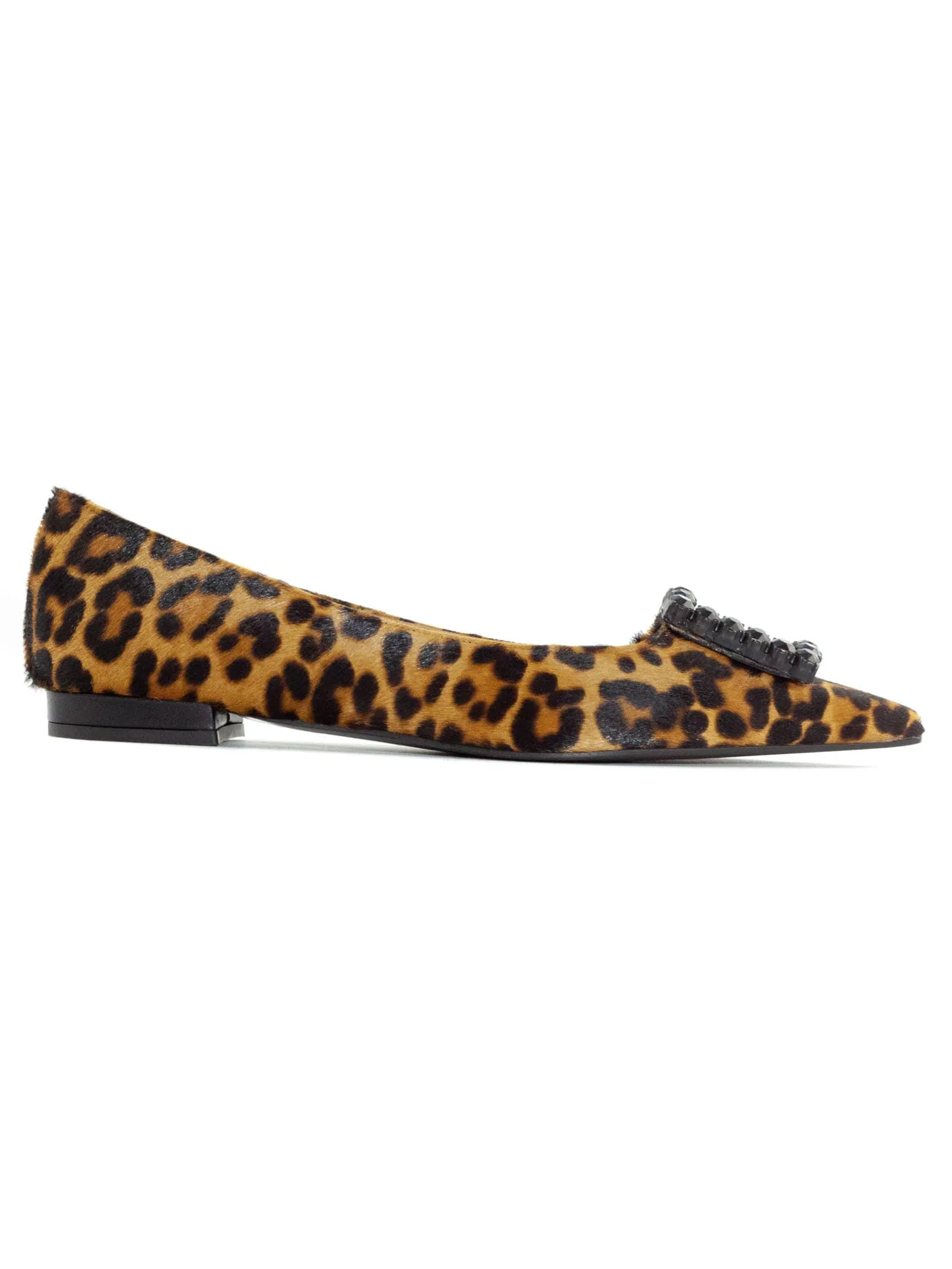 Roberto Festa Amaia Leopard Ponyhair Ballet Shoes