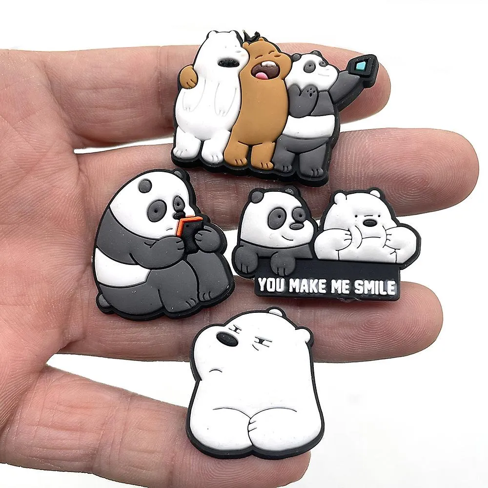 Set Of 10pcs Cartoon Naked Bear Shoes Cave Shoes Flowers Buckles Cute Personality Diy Student Garden Shoes Accessories Accessori