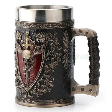 Winged Skull Crest Beer Stein