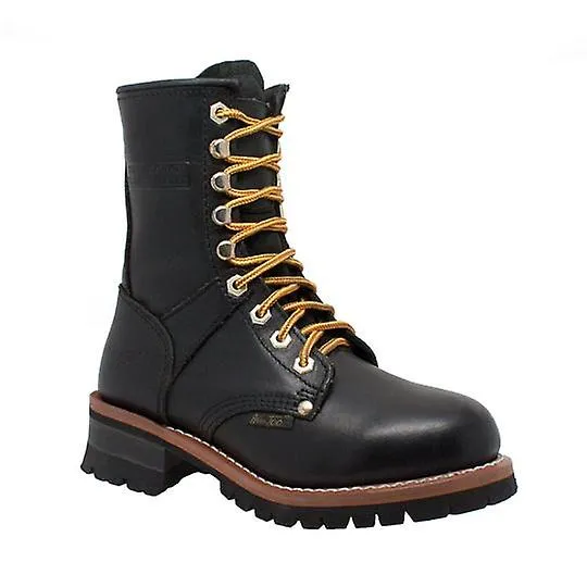 Women's 9" logger black leather boots