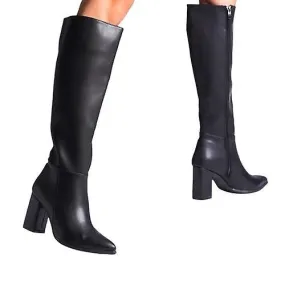 Women's Black Colour Special Design Short Heels Boots