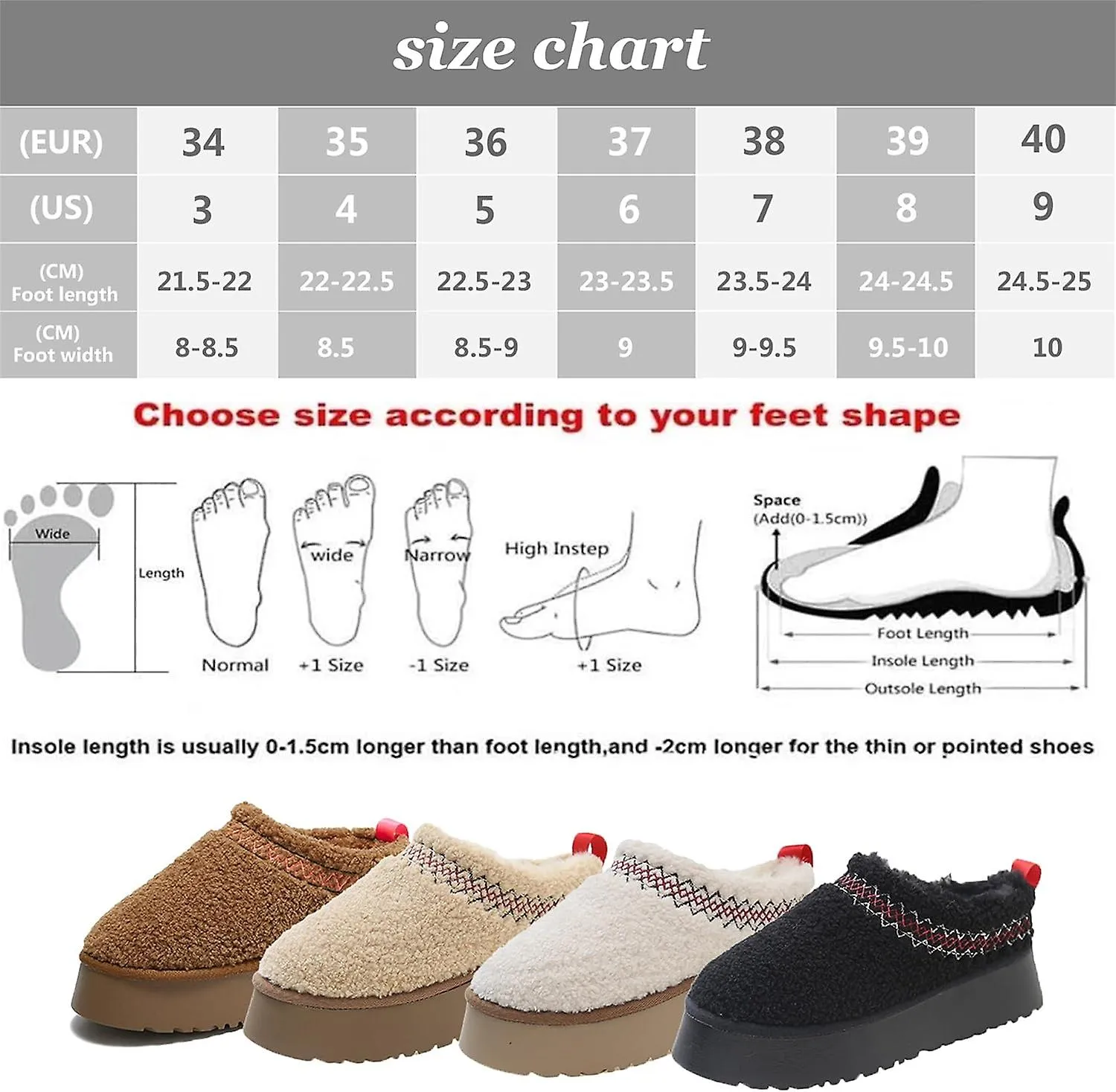 Women's Winter Slippers Platform Snow Boots Thickened Flat Boots Fur Lined Warm Durable Shoes Anti-slip Boot For Outdoor